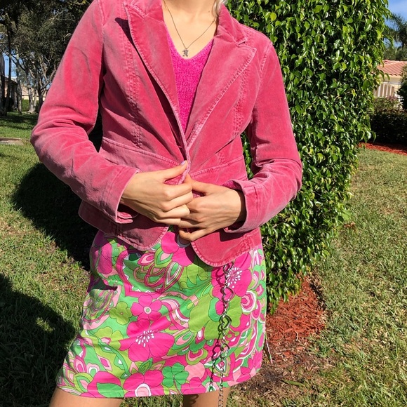 Tommy Hilfiger Velvet Hot Pink Blazer 90’s size M - Picture 2 of 7